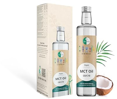 Go-Keto MCT Oil, 500ml | Premium MCT OIL C8 C10, 100% kokosnötolja, fri från palmolja | perfekt för keto-diet | idealisk keto-kaffekokare för skottsäkert kaffe eller keto-shake | vegan, lågkolhydrat