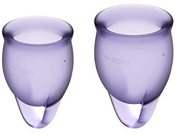 Satisfyer Feel Confident Menstruationstasse 2 Stück | Wiederverwendbare & nachhaltige Menstrual Cups, 15 & 20 ml | Einfache Reinigung & Komfortabel | Langlebiger Schutz medizinisches Silikon: Flieder