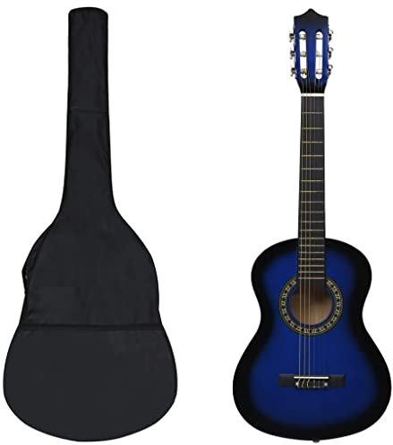 vidaXL Klassikgitarre Set 8-TLG. für Anfänger Amateurmusiker Klassisch Gitarre Konzertgitarre Saiteninstrument Musikinstrument Blau 1/2 34