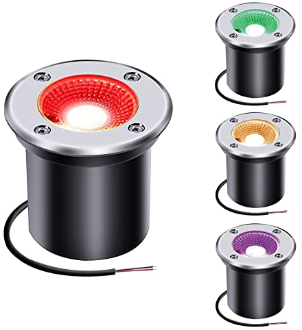 AHOTSUK Éclairage pour chemins Lampe enterrée Éclairage paysager 3W 12V P67 Éclairage de paysage étanche pour allée, terrasse, marche, éclairage de jardin extérieur (RGB)