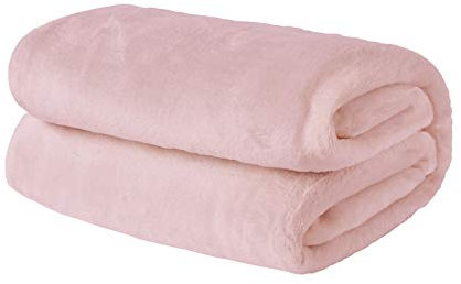 Brentfords Manta de Franela de Forro Polar Ultra Suave y Grande sobre Colcha cálida para Dormitorio, Cama Individual, sofá, Color Rosa Rubor, 120 x 150 cm