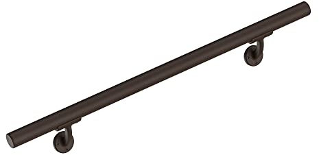 Meranti Aluminum Handrail for Indoor or Outdoor Steps and Stairs – Hand Rails for Elderly – DIY Complete Stair Railing Kit (AHR, Bronze Textured, 3' Length)