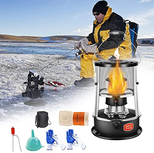 vikitim Mobile Petroliumheizer, 2 In 1 Tragbarer Petroliumheizer Höhenverstellbar Heizung Mit Umfallschutz 4.5L Petroleumofen für Innenräume für Camping Zeltheizung Terrasse Kochen