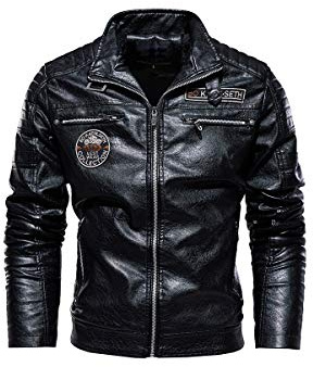 Naxxramas Chaqueta de Cuero para Hombre, Traje de Motocicleta, Chaqueta de Ocio Al Aire Libre Clásico Chaqueta Moda (Negro,L)