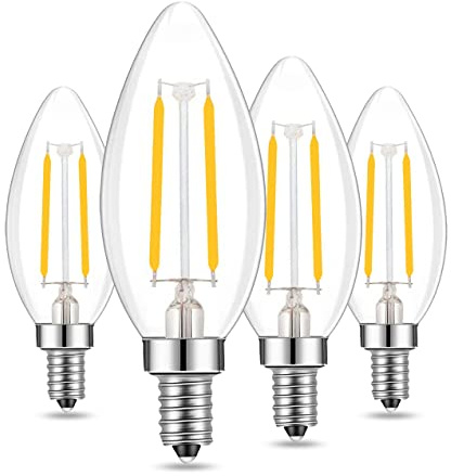 Lamsky E14 LED Bulb 4000K Natural White 2W,20W-25W Equivalent AC 110V 220V Compatible,Vintage E14 European Base Bulb for Chandelier,Pendant Light(4 Pack)
