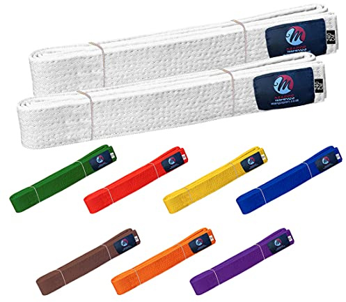 Karate Belt Multiple Colors Martial Arts Taekwondo Sports Belt Judo Karate Belt (300cm, White (Pack of 2))