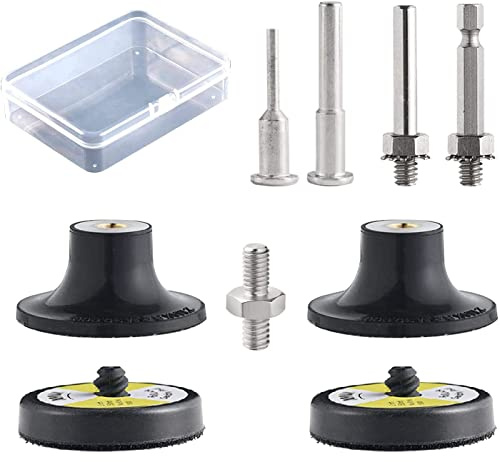 9 Pack 2 Inch Versatile Die Grinder Attachment Kit Twist on Pad Holders, with 1/8 and 1/4 Shanks Die Grinder Accessories Suitable for Drill Grinder Rotary Tools