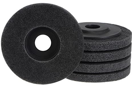 QUARKZMAN 5uds Nylon Fibra Pulido Rueda 4.5 x 7/8 Abrasivas Ruedas Lijado Pulido Disco 320 Grano 7P No Tejido Abrasivo Aleta disco Esmerilado Pulido Rueda para Angulares Amoladoras, Gris