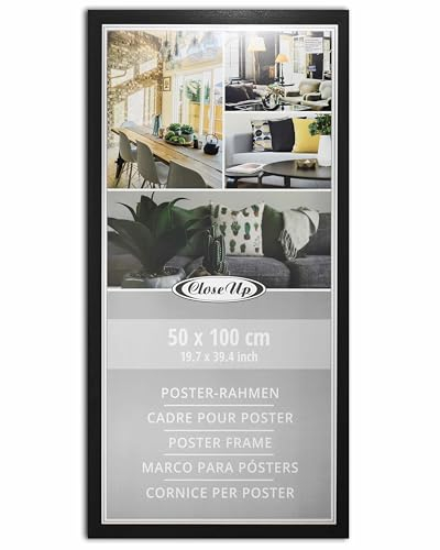Close Up Posterrahmen 50 x 100 cm schwarz Bilderrahmen aus MDF mit bruchsicherer PVC-Glasscheibe - Profilbreite 30 mm