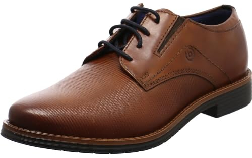 Bugatti affärssko för män av äkta läder i konjak brun med perforeringar. Brun, 6300 konjak, 45 EU
