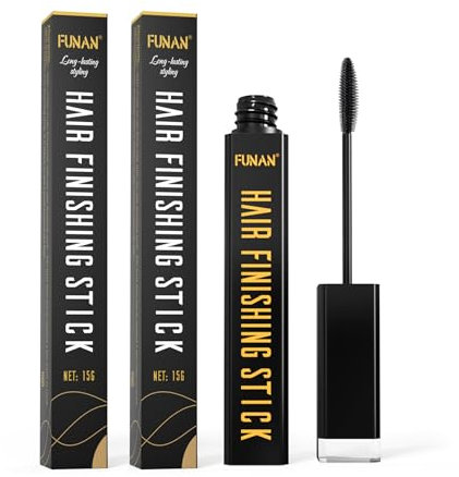 FUNAN 2pcs Hair Mascara for Flyaway Tamer, Hair Finishing Stick, Not-Greasy Hair Gel Stick and Gloss Enhancer