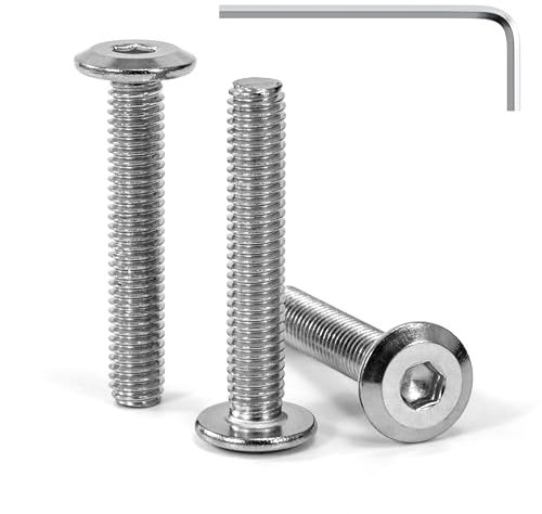 Tunejoy Vis à Tête Plate M6 x 35 mm Vis à Six Pans Creux en Acier Inoxydable A2 V2A Boulons de Meubles Hexagonale avec Clé Allen Filetage Complet 30 Pièces