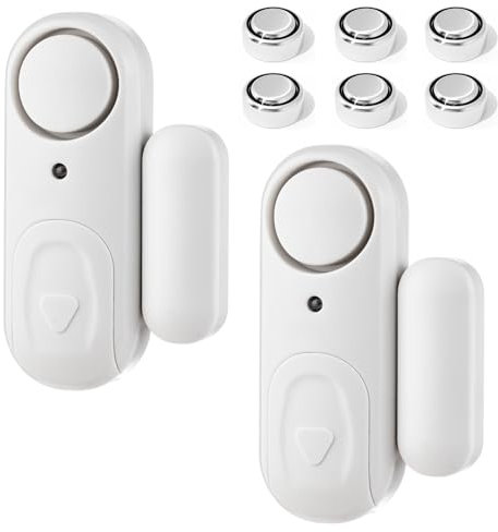 Fuers Sensor de Puerta y Ventanas con Sirena 100 dB - 2 Piezas Alarma con Pilas para Casa, Hotel, Piscina, Garaje