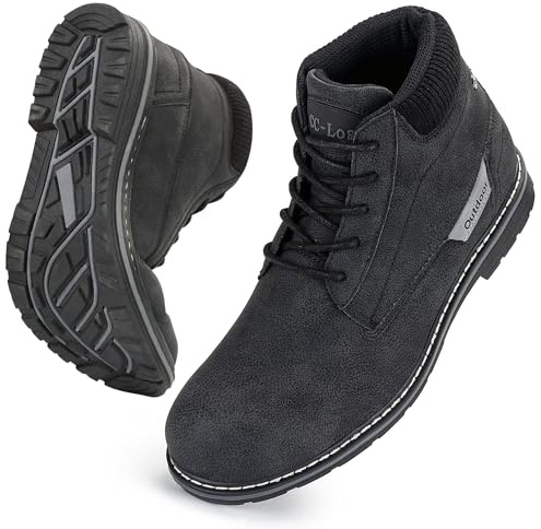 CC-Los Men's Casual Chukka Boots Lace-Up Ankle Boots Lightweight Walking Boots for Men Size 8.5 Black