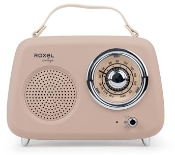 Roxel RFM01 Enceinte de fête radio FM rétro – Design intemporel, son supérieur, radio FM, lecture MP3 et diffusion BT sans fil, parfaite comme cadeau (crème)