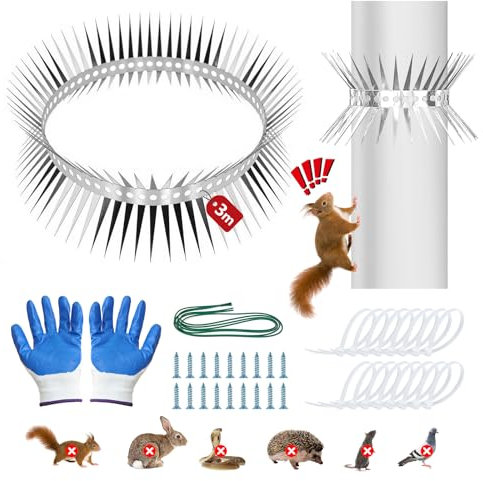 Anti-Cat Belt for Tree and Gutter Marten Trap, 300 cm Stainless Steel Marten Protection, Protection Against Martens, Raccoons and Cats for Roof, Gutter and Home