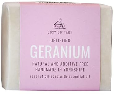 Cosy Cottage Natural Geranium and Sweet Orange Soap Bar – 110g | Handmade, Natural & Moisturising Cleanser | Plastic Free, Palm Oil Free, SLS Free | Shower & Bath Soap | Gift for Women