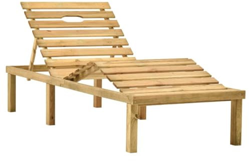 Garten-Sonnenliege mit Tisch aus Kiefernholz, grün imprägniert - Langlebiges Gartenbett für Terrasse und Garten, ideal für Entspannung und Sonnenbaden