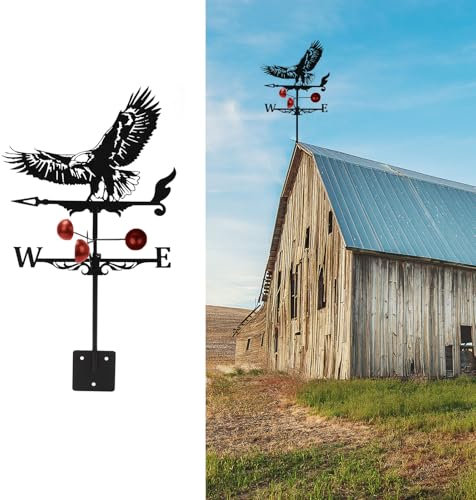 Segnavento in Metallo a Forma di Gallo, Banderuola Segnavento Decorativa, Strumento di Misurazione del Vento, Banderuola per Cortile, Fienile, Capannone, Ornamento per Tetti e Giardini (Aquila)