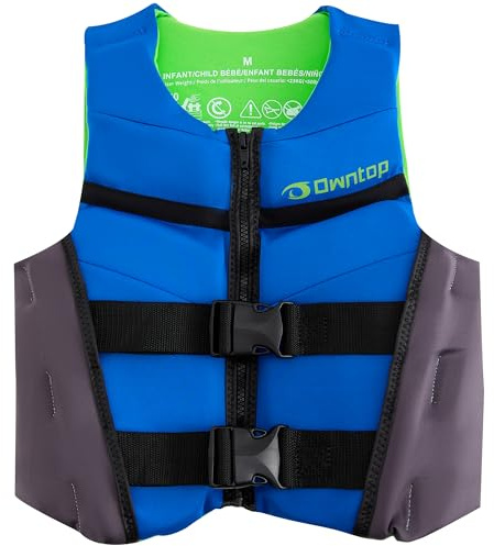 Owntop Junior Swim Vest, Buoyancy Aid Teens & Kids, Lightweight Neoprene Buoyancy Vest with Dual Adjustable Safety Straps for Swimming, Kayaking, Paddleboarding （Blue，L）