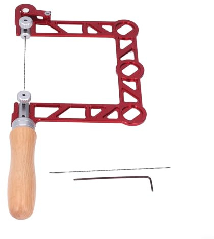 Scie à chantourner compacte pour le travail du bois avec poignée ergonomique en bois et lame en alliage d'acier dur pour une coupe rapide et lisse sur divers matériaux et travaux manuels (10,2 cm)