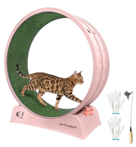 Cat Exercise Wheel for Indoor Cats, 33 Cat Treadmill with Quiet TPE Roller & Paw-Friendly Running Mat & Large Space, Suitable for Weight Loss, Playing, Fitness & Pent-Up Energy