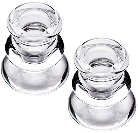DEYBBY Clear Glass Taper Candle Holders Set of 2