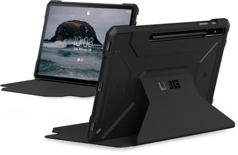 Urban Armor Gear Metropolis Case für Samsung Galaxy Tab S8 / Tab S7 (LTE + Wi-Fi) Hülle [S-Pen kompatibel, Designed for Samsung Zertifiziert, Wake/Sleep, Sturzfest, Standfunktion] schwarz
