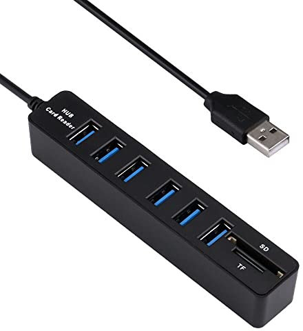 Ziyan USB HUB Splitter 6 Port Adapter mit MicoSD & SD Kartenleser Notebook/Laptop/PC/MacBook
