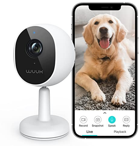 WUUK 4MP/2.5K Überwachungskamera Innen mit Magnetischem Standfuß, WLAN IP Kamera Überwachung Innen, Hundekamera mit APP, Kamera für ältere Menschen, Kompatibel mit Alexa & Google