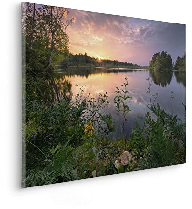 Komar Keilrahmenbild im Echtholzrahmen - Abends in Schweden - Größe 90 x 60 cm - Bild, Leinwandbild, Landschaftsmotiv, Wohnzimmer, Schlafzimmer
