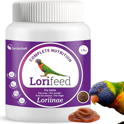 Lorifeed - Nettare Completo per Lori 1,4 kg - Alimentazione per Uccelli Nettafori - Formula Naturale - Qualità Premium per la Salute Digestiva - Davianfeed