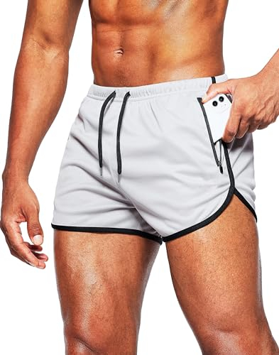 Alienjoy Herren Shorts Sport Hosen Laufshorts 3 Inch Sommer Trainingshose Fitness Outdoor Sporthose Athletic Jogging Shorts mit Reißverschluss Taschen