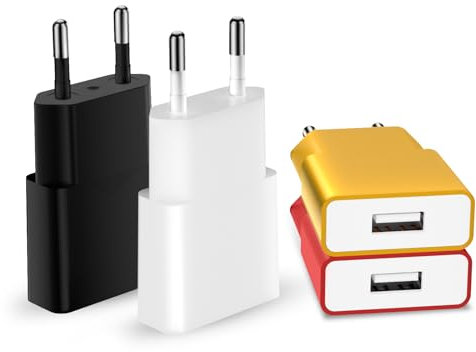 SCHITEC 5W USB Ladegerät 4Pack 5V 1A USB Netzteil Stecker, Slim USB Netzstecker Adapter Steckdose Ladestecker für iPhone, Samsung Handy,MP3, eBook Reader und Mehr (4-Farbe), TC214