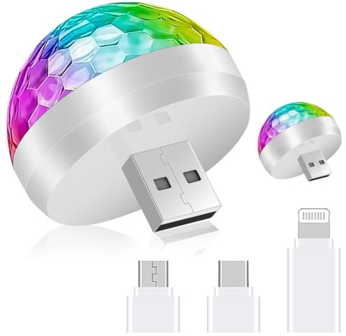 URAQT Mini Disco Lights, 2 Pack Sound Activated Disco Ball Party Lights, LED Magic Ball Light Plug and Play for Home, Kids Birthday, Christmas Party, White