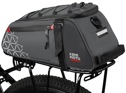 KEMIMOTO 2 in 1 Borse per Bici, 8L Borse Bici Posteriore Laterali, Borsa per Bicicletta Impermeabile in PVC per Strada Bike Mountain Bike, Grigio