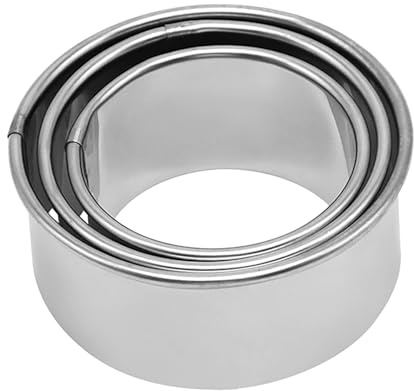 3 Pieces Round Cookie Cutters Set Circle Pastry Cutters Dumpling Cutters Stainless Steel Circle Biscuit Pastry Cutters for Baking 1.4 inches high. (3pcs-3.2inch, 2.8inch, 2.4inch)