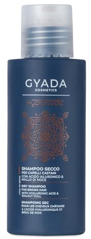 Gyada Cosmetics, Shampoo Secco Capelli Castan e Scuri, Lenitivo e Rinvigorente, Dona Volume e Freschezza, con Mallo di Noce, Aloe Vera, Vitamina B5 e Amido di Riso, 50gr