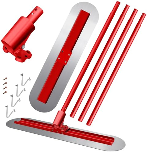 48''x12'' Adjustable Bull Float Concrete Tools | Stainless Steel Concrete Bull Float | 59.4'' Handle x 4 Bull Float Concrete Tools | Round End Concrete Bull Float Kit for Concrete Finishing