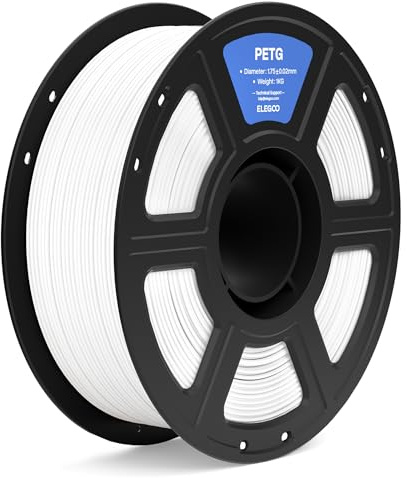 ELEGOO PETG Filamento 1,75 mm Bianco 1KG, Filamento per Stampante 3D Precisione Dimensionale +/- 0,02 mm, Bobina da 1kg Compatibile con la Maggior Parte delle Stampanti 3D FDM