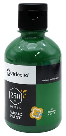 Artecho Sap Green Fabric Paint, 250 ml / 8.45 oz Fabric Paint for Clothes Permanent, Furniture Upholstery