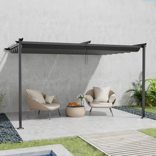 Waimiehomy Outdoor Pergola 3M*3M, Heavy Duty Metal & Aluminium Frame Gazebo With Retractable Roof For Party & BBQ, Outdoor Large Sun Shade Shelter Pergola For Garden, Patio, Backyard, Deck, Poolside