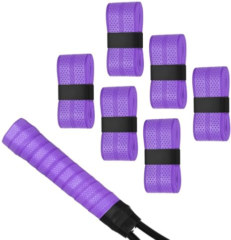 M METERXITY 6-Pack Golf Grip Wrapping Tapes PU Tennis Overgrip Grip Tapes Anti-Slip Sweat Absorbent for Golf/Racquetball/Badminton/Squash/Baseball Bat Handle Light Purple