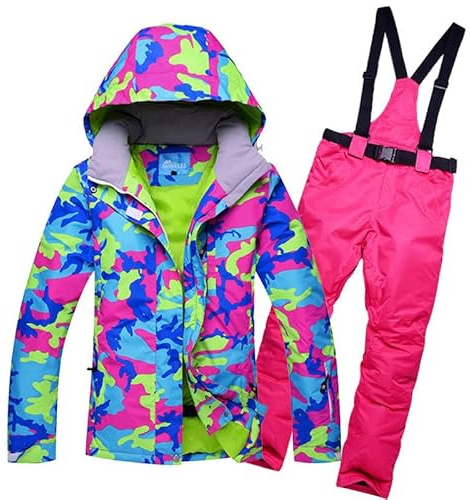 GBZIJIE Giacca da Sci Pantaloni Set Warm Donna Giacche Snow da Donna Ski Suit Set di Snowboard Femminile Abbigliamento Costumi Esterno Pantalone Sci(6,S)