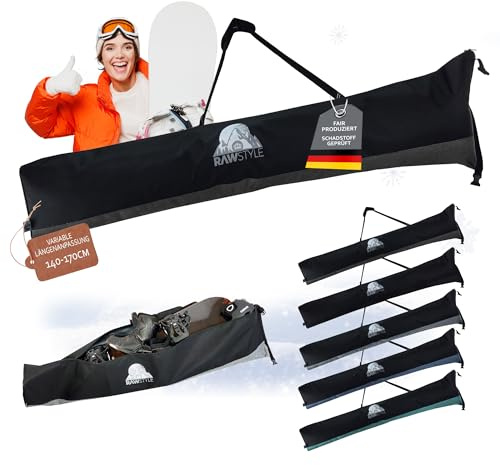 BambiniWelt by Rafael K. Snowboardväska för bräda, stövlar och hjälm – med justerbar rulltopp boardbag 140–170 cm – snowboardfodral vattentätt – axelstoppning och spännrem (melerad svart)