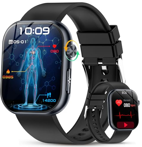 YUPENG 2026 Smartwatch ECG/HRV/Lipidi/Acido Urico/BMI, 1.95 Orologio Fitness con Chiamate, 24h 𝐆li𝐜𝐞𝐦𝐢a/Pressione Sanguigna/Sonno/Temperatura/Cardiofrequenzimetro/SpO2/Pulsante SOS, Android iOS