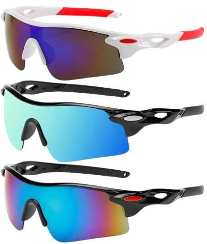 3 Pack Children's Cycling Polarized Sunglasses, Polarized Sports Sunglasses Teens UV400 Protection for Men Women for Running Cycling Baseball Golf Outdoor Lightweight Boys Girls Kids (white+black)