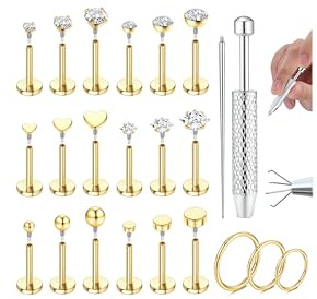 Chriscoco 16G/18G Piercing Oreille Boucles d'Oreilles Femme Acier Inoxydable Creoles Or Femme Piercing Tragus Helix Piercings Nez Argent Piercings Labret Levre Conch Medusa 6/8/10MM