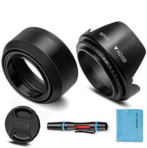 58mm mm Gegenlichtblende Set,Fotover Universal Zusammenklappbar Gummi Sonnenblende +Tulip Blume Streulichtblende Kompatibel mit Canon Nikon Sony Pentax Olympus Fuji Kamera mit Objektivdeckel