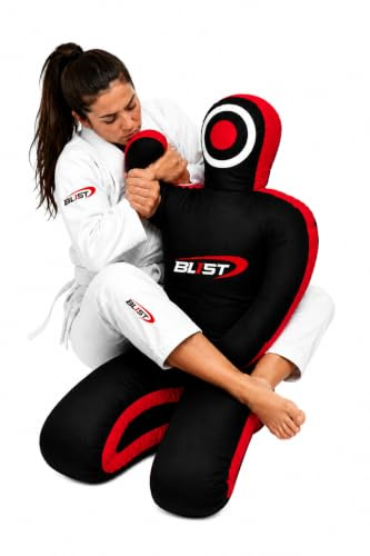 MMA Dummy Judo Grappling Punching Bag BJJ JIU Jitsu Position Assise Wrestling Arts Martiaux Boxe Karaté Entraînement (Non Rempli) Noir Toile, 59 Pouces